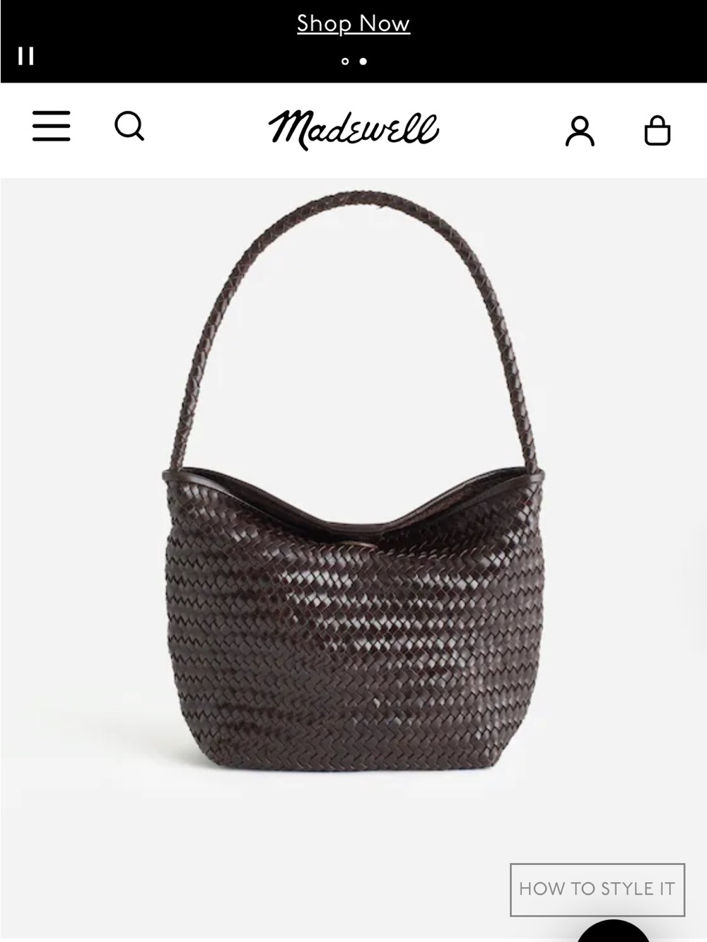 Madewell Braided Shoulder Hobo in Dark Brown Leather